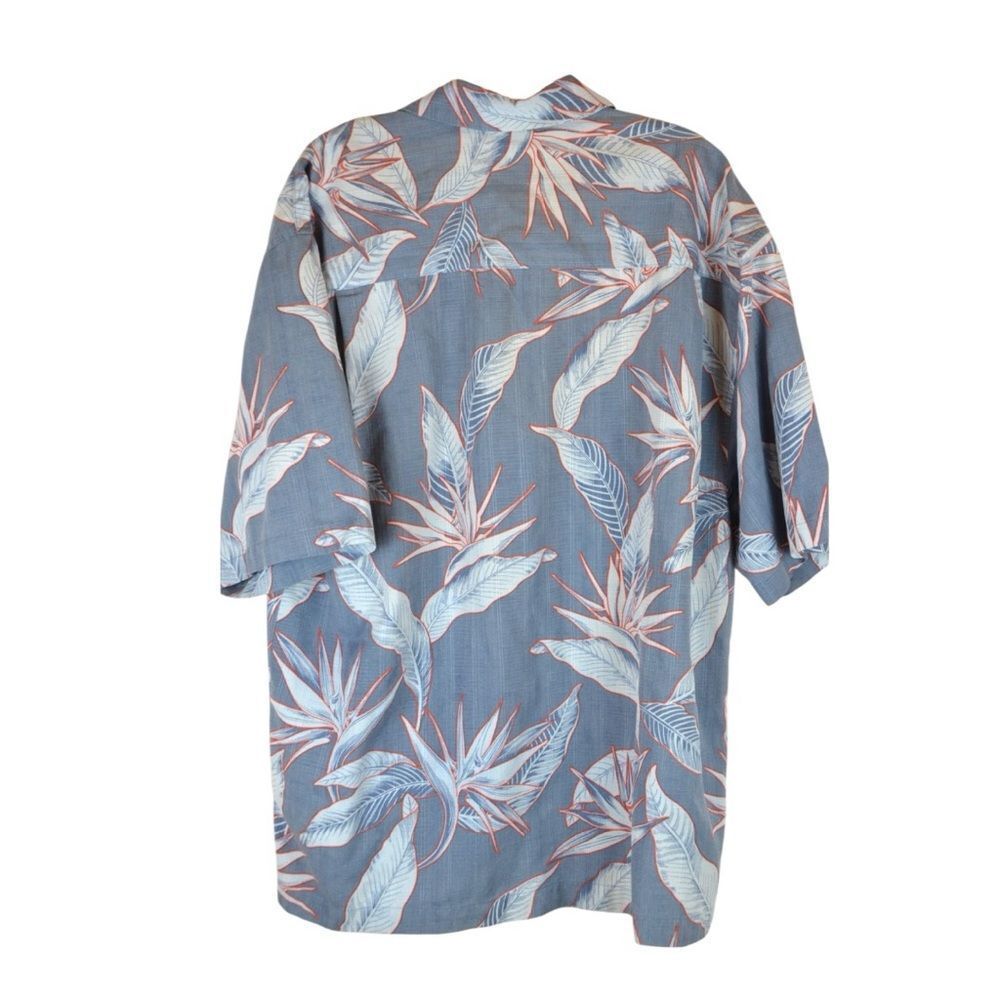 JAMAICA JAXX Men's Woven Silk Hawaiian Camp Shirt Wood Buttons Blue Gray Sx XXL - Picture 2 of 11